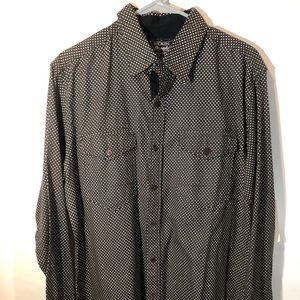 NWT Broken threads brown polka dot button down LG